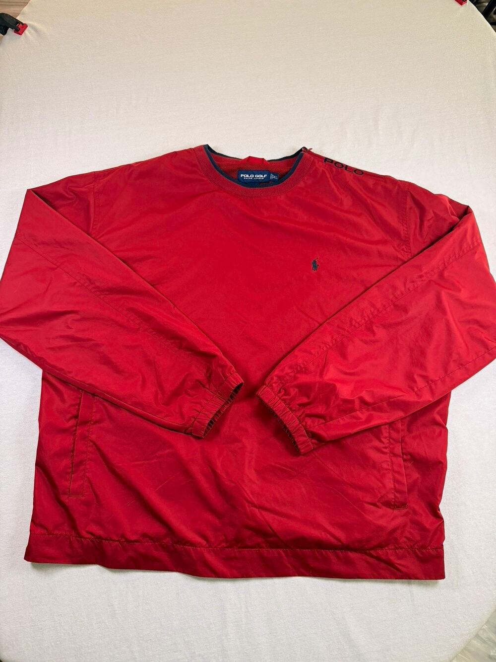 Vintage 90s Polo Golf Ralph Lauren Red Pullover Windbreaker Mens XL Side Zip